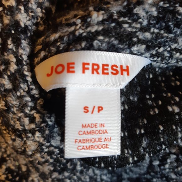 Joe Fresh Navy Blue and White Pouch Pocket Turtleneck Sweater Drawstring Hem - Picture 3 of 8